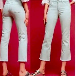 Pilcro and the Letterpress Script Frayed Hem Cropped Mint Jeans Size: 29